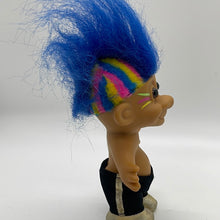 Load image into Gallery viewer, Vintage 4” Russ Troll Doll Punk Rocker Mohawk Rainbow Hair (pre-owned)