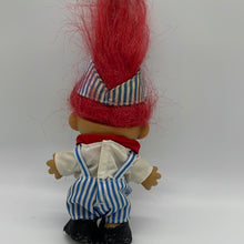 Load image into Gallery viewer, Vintage 4” Russ Troll Doll Red Hair Train Engineer Conductor Clothes (pre-owned)