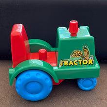 Load image into Gallery viewer, Vtg Playmates Farm Red & Green Tractor 4" X 3" W/ Sticker Old Mcdonalds