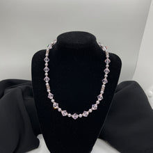 Load image into Gallery viewer, Light Amethyst Austrian Crystals & Pearls 17.5” Necklace with Matching Fish-hook earrings