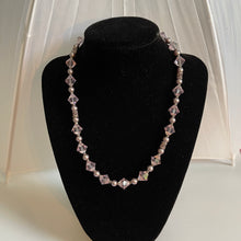 Load image into Gallery viewer, Light Amethyst Austrian Crystals & Pearls 17.5” Necklace with Matching Fish-hook earrings