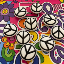 Load image into Gallery viewer, Black & White Round Peace Symbol Shoe Charm Decorations
