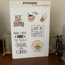 Load image into Gallery viewer, Coffee Lovers Glossy Stickers Sheet - Drink More Coffee, Rise, Behind Every Woman, Coffee is, Latte Cute Decorative adhesive label sticker