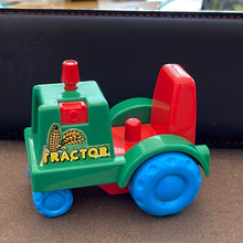 Load image into Gallery viewer, Vtg Playmates Farm Red & Green Tractor 4" X 3" W/ Sticker Old Mcdonalds