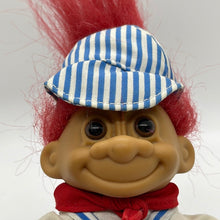 Load image into Gallery viewer, Vintage 4” Russ Troll Doll Red Hair Train Engineer Conductor Clothes (pre-owned)