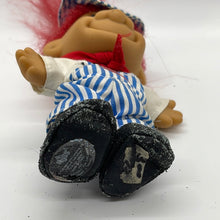 Load image into Gallery viewer, Vintage 4” Russ Troll Doll Red Hair Train Engineer Conductor Clothes (pre-owned)