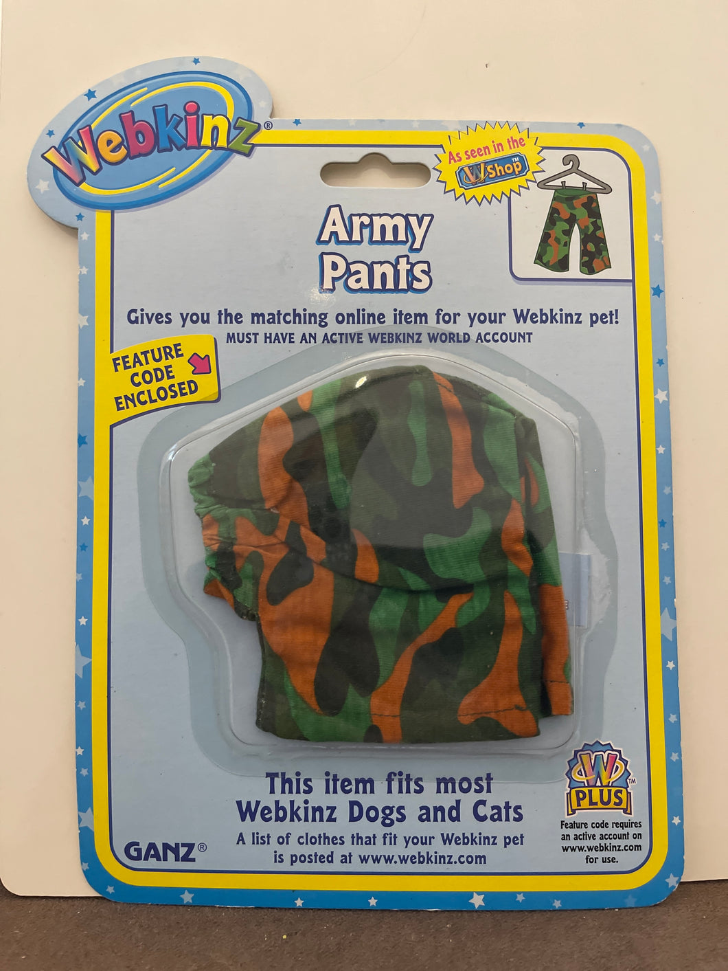 Webkinz Plush Pet Animal Clothing Army Pants By Ganz Web000337