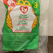 Load image into Gallery viewer, McDonald's 1999 Ty Teenie Beanie Claude the Crab Toy #9 (error on Tag)