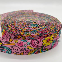 Load image into Gallery viewer, Hippie Groovy Flower Power Splash 1" Ribbon 3 yards for Hair bows and crafts