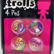 Load image into Gallery viewer, Dreamworks 2015 Pinback Pins Good Luck Trolls Birthday Party Badges Favors  (Set of 4)
