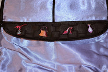 Load image into Gallery viewer, Week end Get-a-Way Black Lingerie Travel Bag Lavender Lined Cosmetic images Front