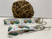 Load image into Gallery viewer, Groovy Peace Van GrosGrain Ribbon Wristlets Keychains Set