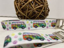 Load image into Gallery viewer, Groovy Peace Van GrosGrain Ribbon Wristlets Keychains Set