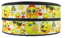 Load image into Gallery viewer, Yellow Emotions Emoji Inspired 1" Ribbon 3 yards for hair bows & Crafts