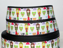 Load image into Gallery viewer, Hippie Girls Love Peace Sign Hearts 60&#39;s  7/8&quot; Ribbon 3 yards
