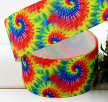 Load image into Gallery viewer, Bright Hippie Rainbow Splash Psychedelic 1.5" Ribbon 3 yards for Hair Bows