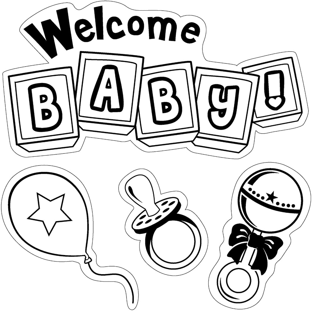 Inkadinkado Rubber Stamps that Cling Welcome Baby4 piece set by EK Success