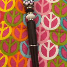 Load image into Gallery viewer, Black and white checkered glass Custom Handmade Beaded Pen
