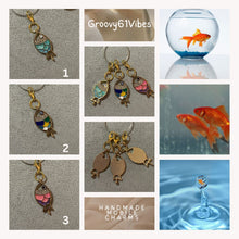 Load image into Gallery viewer, Blue Scales Goldfish Charms Inlaid Rhinestones Mobile Charm
