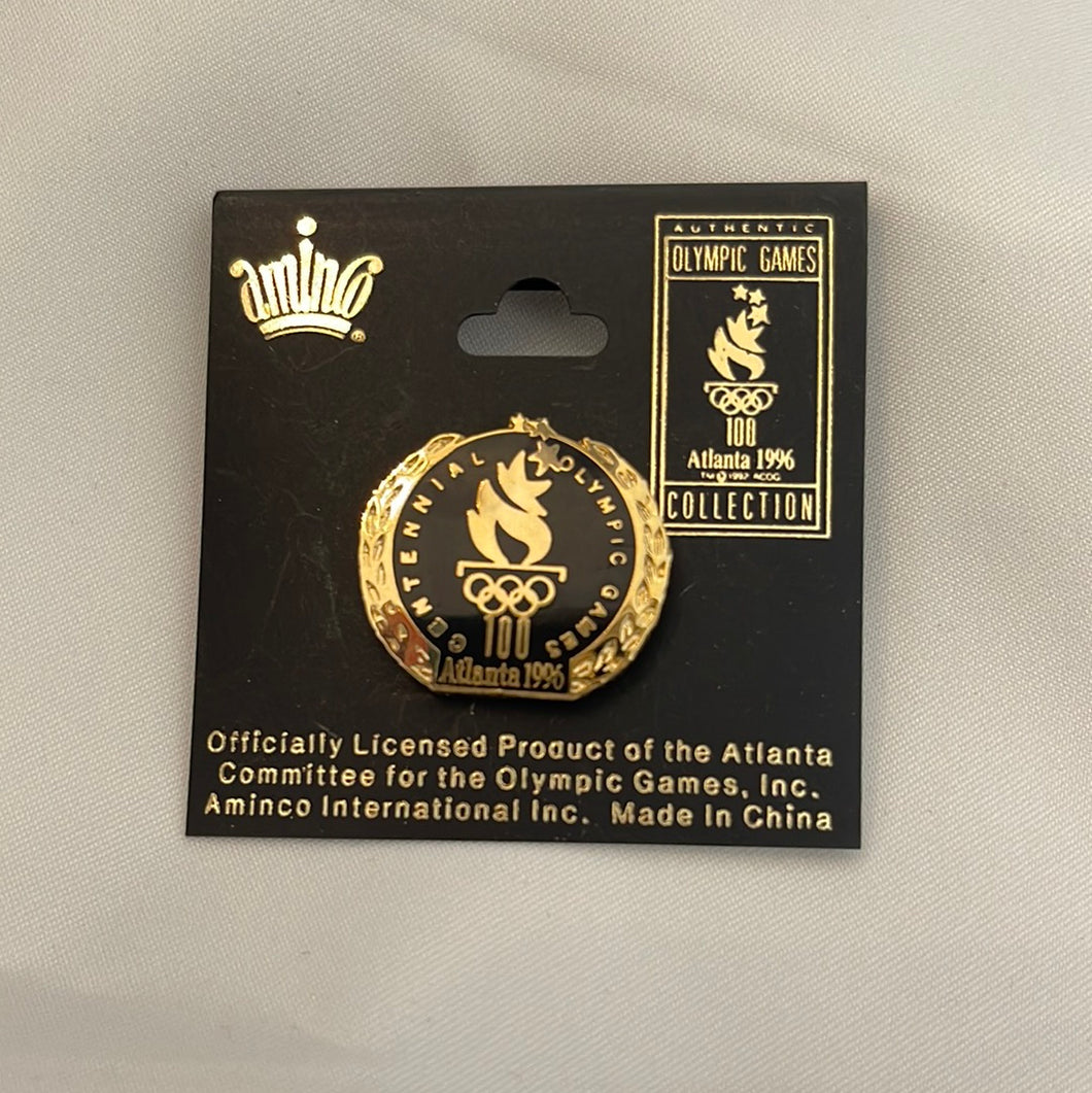 Vintage USA 1996 Atlanta Olympic Pin - Black Centennial Pinback