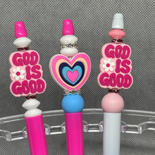 Load image into Gallery viewer, God is Good Inspiration Beaded handmade pen Pink Base Pen
