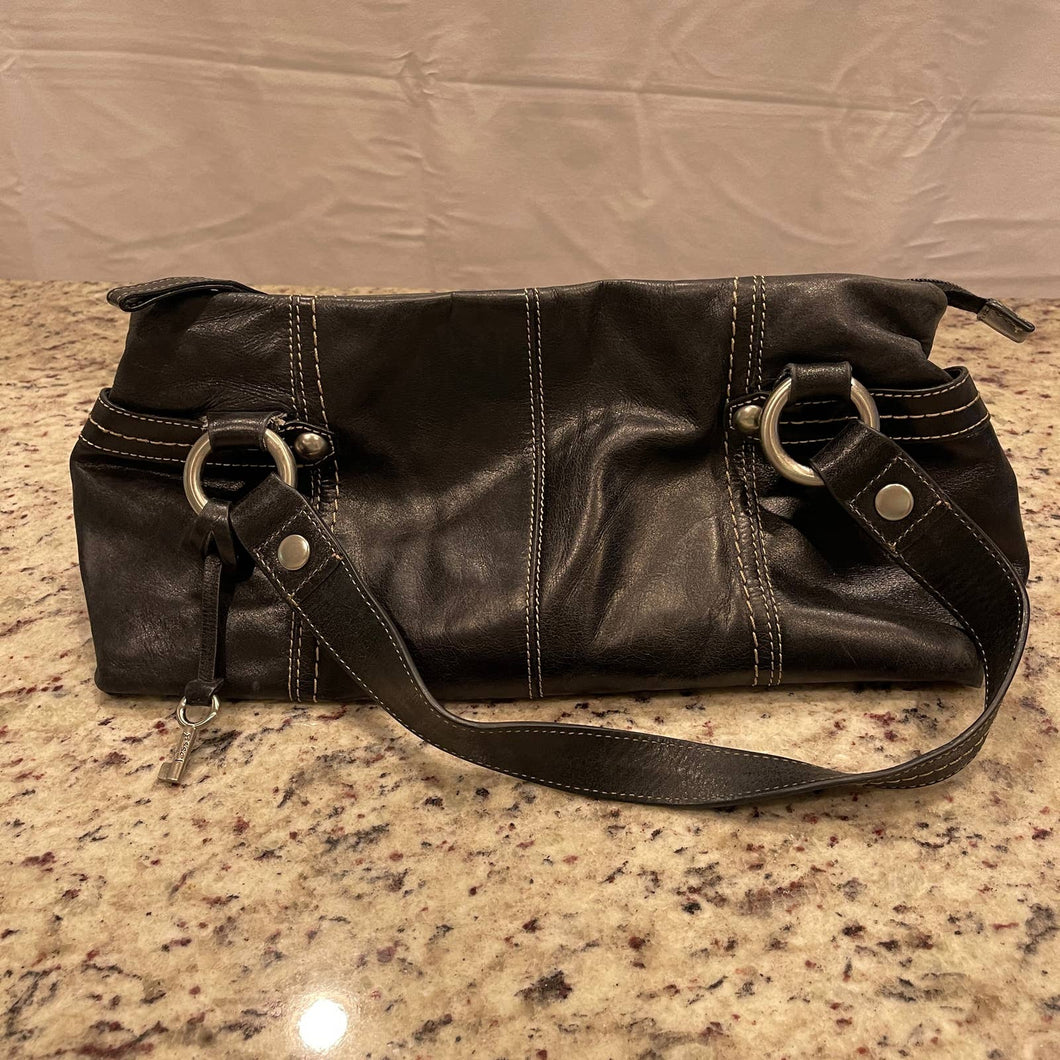 Fossil  Black Leather Purse Handbag (Pre-owned)
