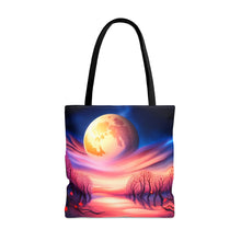 Load image into Gallery viewer, Full Moon Hearts Red Skies Series #7 Tote Bag AI Artwork 100% Polyester
