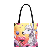 Load image into Gallery viewer, Llama Smells like Cotton Candy #3 Tote Bag AI Artwork 100% Polyester
