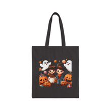 Load image into Gallery viewer, Trick-or-Treat Halloween Kids Cowboy &amp; Cowgirl Cotton Canvas Tote Bag 15&quot; x 16&quot; Ghost, Jack-O-Lantern,  Candy Cones
