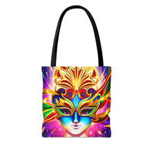 Load image into Gallery viewer, Mardi Gras Ribbon Mask #1 Tote Bag AI Artwork 100% Polyester
