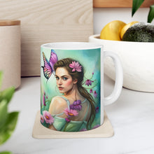 Load image into Gallery viewer, October Tourmaline Birth Month Colors Fairies &amp; Butterflies #3 Mug 11oz mug AI-Generated Artwork
