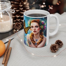 Load image into Gallery viewer, April Diamond Birth Month Colors Fairies &amp; Butterflies #1 Mug 11oz mug AI-Generated Artwork
