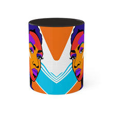 Load image into Gallery viewer, Colors of Africa Pop Art Colorful #3 AI 11oz Black Accent Coffee Mug
