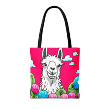 Load image into Gallery viewer, Llama Pink Skies #2 Tote Bag AI Artwork 100% Polyester
