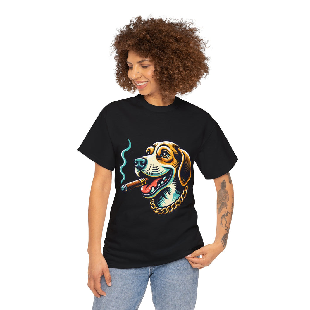 Muse Wearable The Dog Life Hound Dog Cigar Gold Chain Unisex Crewneck T-Shirt