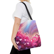 Load image into Gallery viewer, Heart Clouds the Pink Heart Series #14 Tote Bag AI Artwork 100% Polyester
