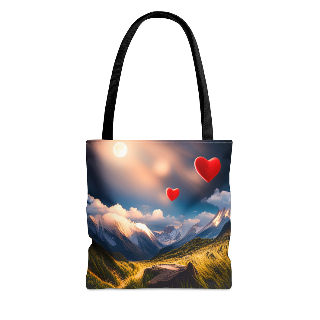 Mountain Red Skies Series #1 Tote Bag AI Artwork 100% Polyester