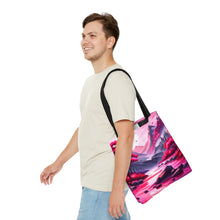 Load image into Gallery viewer, Mountain Love the Pink Heart Series #3 Tote Bag AI Artwork 100% Polyester
