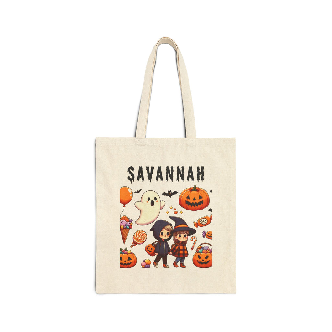 Custom Customize Trick-or-Treat Halloween Kids Hoodie Cotton Canvas Tote Bag 15