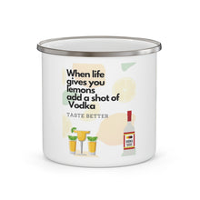 Load image into Gallery viewer, When Life Gives you Lemons Add a Shot of your Favorite  Enamel Campfire 12oz Stainless Steel Mug #1
