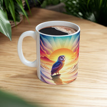 Load image into Gallery viewer, Beautiful Owl Standing in a Sea of Colors #4 Mug 11oz mug AI-Generated Artwork
