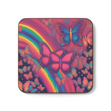 Load image into Gallery viewer, Retro Psychedelic Butterflies #49 Hardboard Back AI-Enhanced Beverage Coasters
