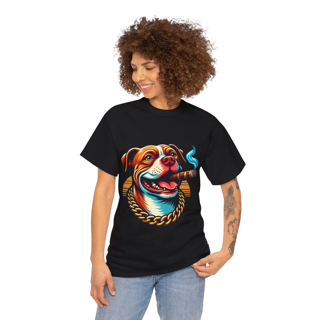 Muse Wearable The Dog Life Pitbull Cigar Gold Chain Unisex Crewneck T-Shirt