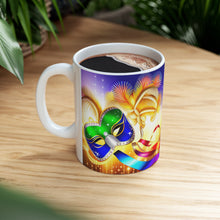 Load image into Gallery viewer, Mardi Gras Mask Ribbon #3 Mug  AI-Generated Artwork 11oz mug
