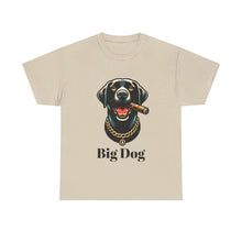 Load image into Gallery viewer, Big Dog Black Labrador Shirt, The Dog Life Black Labrador Cigar Gold Chain Crewneck T-Shirt
