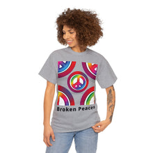 Load image into Gallery viewer, Broken Peaces Sign Symbol Unisex Heavyweight 100% Cotton T-Shirt
