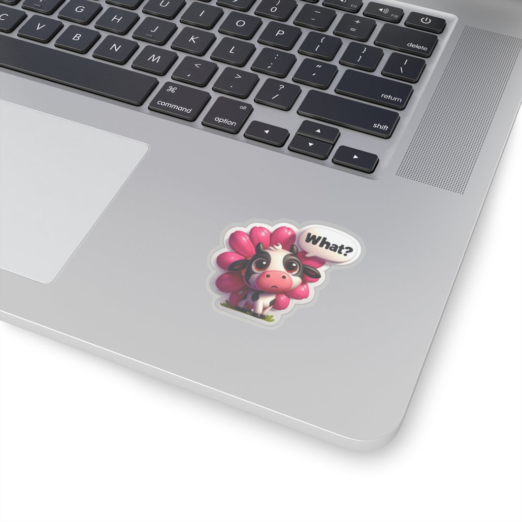 Cute Pink Cow What did I Do, Stickers, Laptop, Whimsical Cow, #2