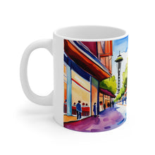 Load image into Gallery viewer, At the Cafe Space Needle Seattle Washington  #18 Mug 11oz mug AI-Generated Artwork
