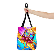 Load image into Gallery viewer, Mardi Gras Ribbon Mask #4 Tote Bag AI Artwork 100% Polyester
