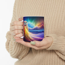 Load image into Gallery viewer, Beautiful Owl Standing in a Sea of Colors #7 Mug 11oz mug AI-Generated Artwork
